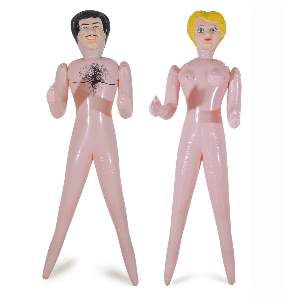 150cm Inflatable Male Doll Bachelorette Party Blow up Female Doll Blonde Hair Halloween Gag Prank Gift