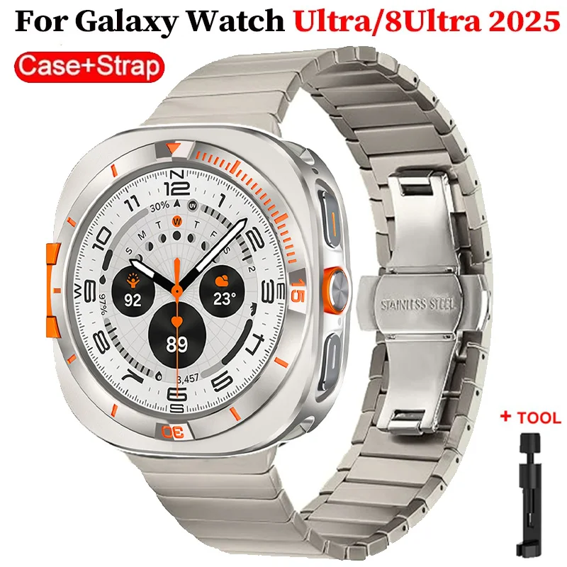 

Stainless Steel Band+Case for Samsung Galaxy Watch ultra 2025 Alloy Bumper Cover GALAXY Watch7 ultra 47mm Luxury Men Band correa