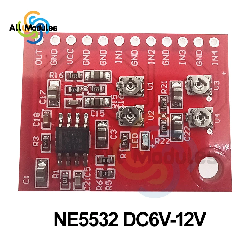 NE5532 TDA138 4-channel mono audio signal input mixing board module microphone voice 4 in 1 out mono audio mixing board