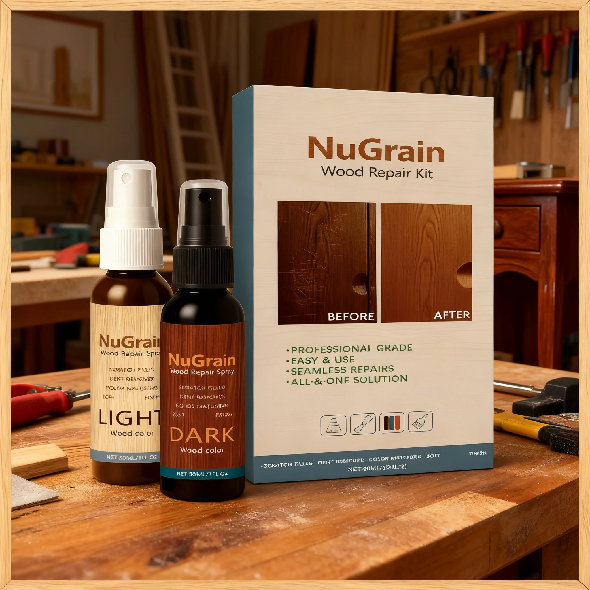 2PCS Wood Floor Scratch Repair Kit Floor Cover for Scratches Restore & Refinish Wood Spray Hides Minor Defects DIY Furniture Car