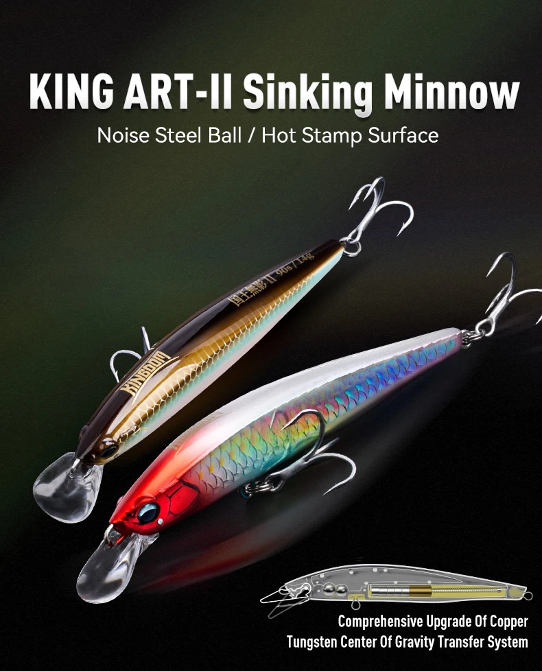 Kingdom Sinking Minnow Angelköder 70 mm 90 mm 110 mm Long Casting Jerkbaits Wobbler Künstlicher harter Köder Angelgerät-Köder – Detail 4