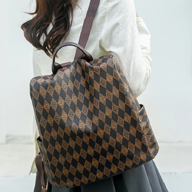 Korean New Fashion Classcial Large Capacity Anti Theft Travel Backpacks Women's Soft Leather Shoulder Bags Totes Crossbody Bag