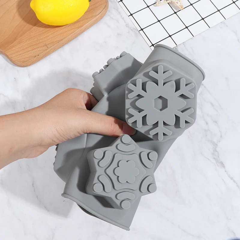 Snowflake Shape Soap Silicone Mold Christmas Aroma Gypsum Plaster Crafts Mould Snow Silicone Soap Candle Molds