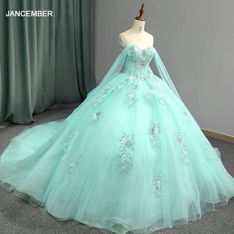 Jancember Surprise Price Customization Quinceanera Dresses 2024 Sequins Sweetheart Appliques Vestidos De 15 Años Lace Up DY5832