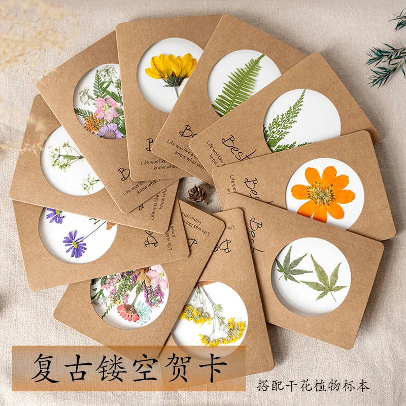 

Postcard Vintage Ins Style Literary Dried Flowers Greeting Card Thanksgiving Teacher Gift Message Wall Blessing Card Birthday