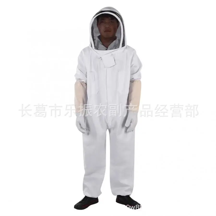 White Space Suit plus Sheepskin Gloves Anti-Bee Suit Beekeeping Beekeeping Eqiupment Thickened One-Piece Split Bee Coat