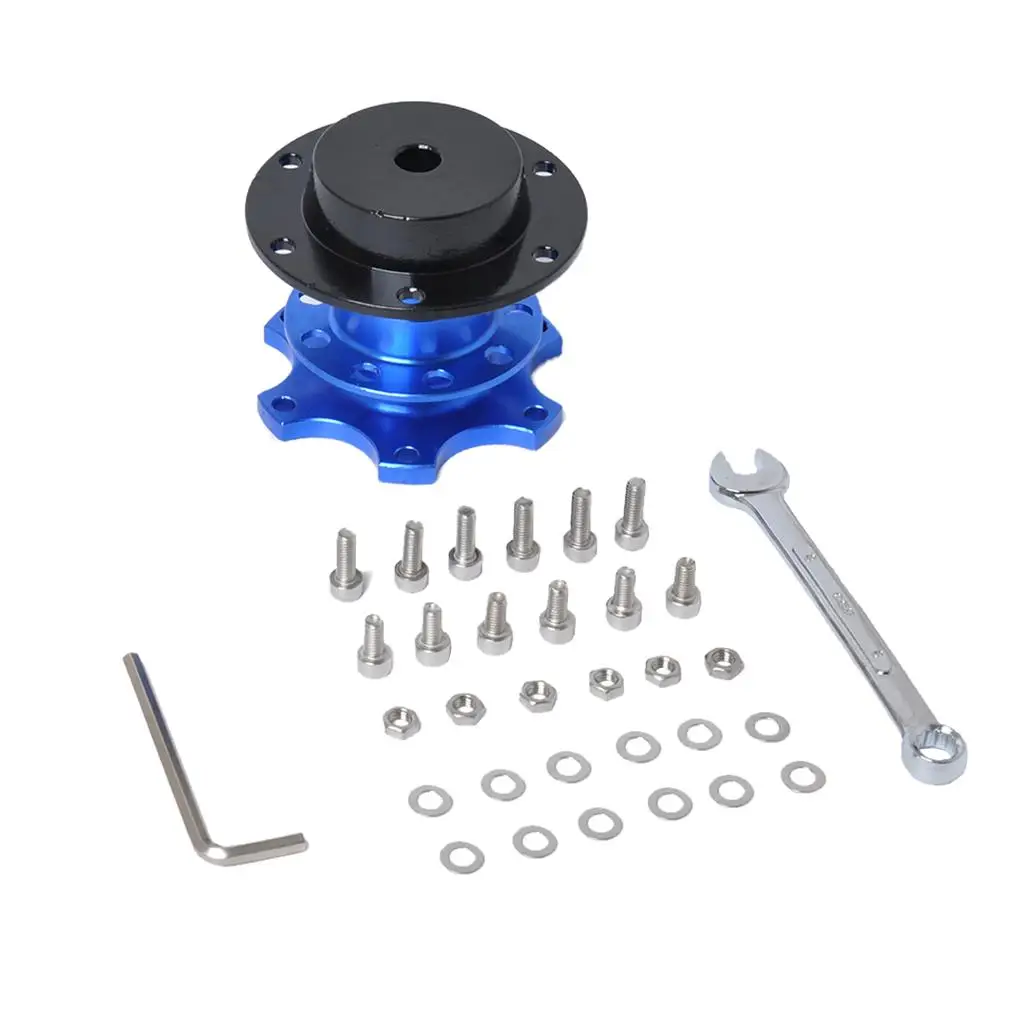 Adapter for 6-Hole Purple Steering Wheel Hub + Purpose Wrench (Blue)