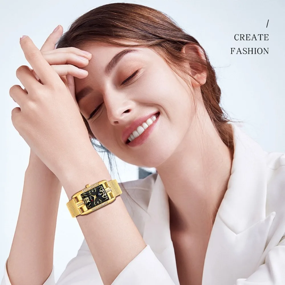 OFNS 1633 Fashion Luxury Mesh Belt Quartz Women's Watch Diamond Waterproof Exquisite Watches for Women Relojes Para Damas Часы
