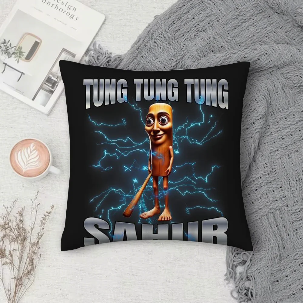 ITALlAN Brainrot Creative animal Pillow Case Square Double-Sided Printing Short Plush Sofa Cushion Cover Bedroom Bedside Pillow