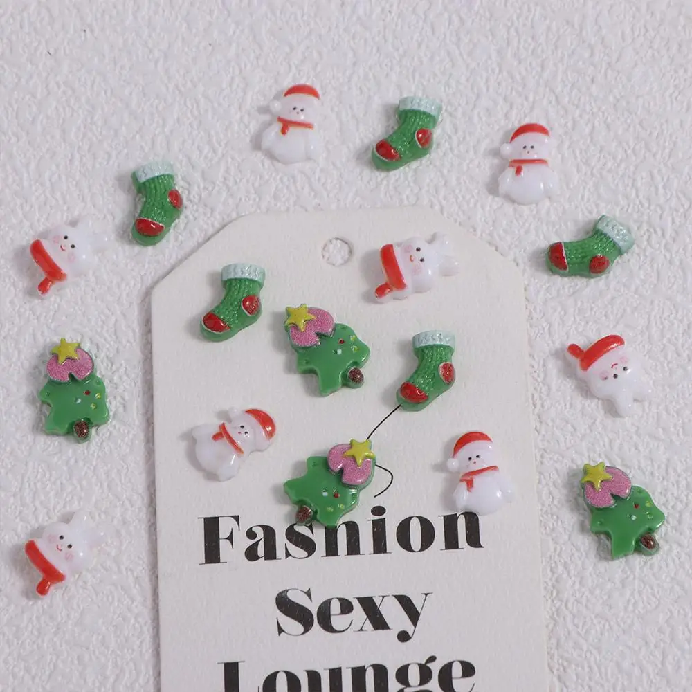 10 pezzi/set ciondoli natalizi per nail art decorazioni natalizie per unghie ornamenti per manicure forniture per unghie resina di strass per unghie natalizie