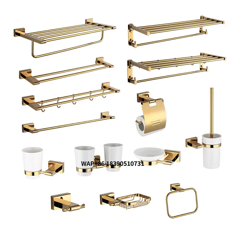 

Brass Bathroom Accessories Set 13 Pieces Gold Bathroom Hardware Set Wall Mount for Home Hotel