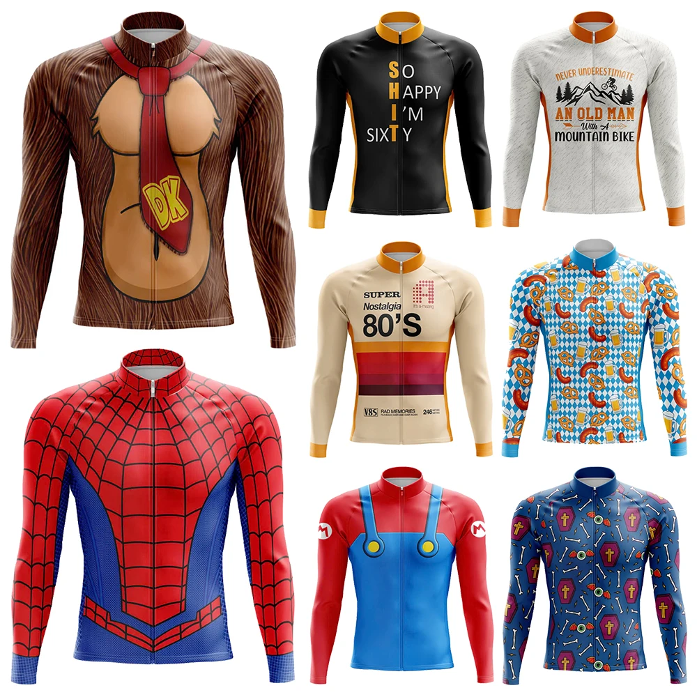 Donkey Kong Men Cycling Jersey Winter&Autumn Long Sleeve Thermal Fleece lining Bicycle Warm Jacket Road Thin Bike MTB Clothing