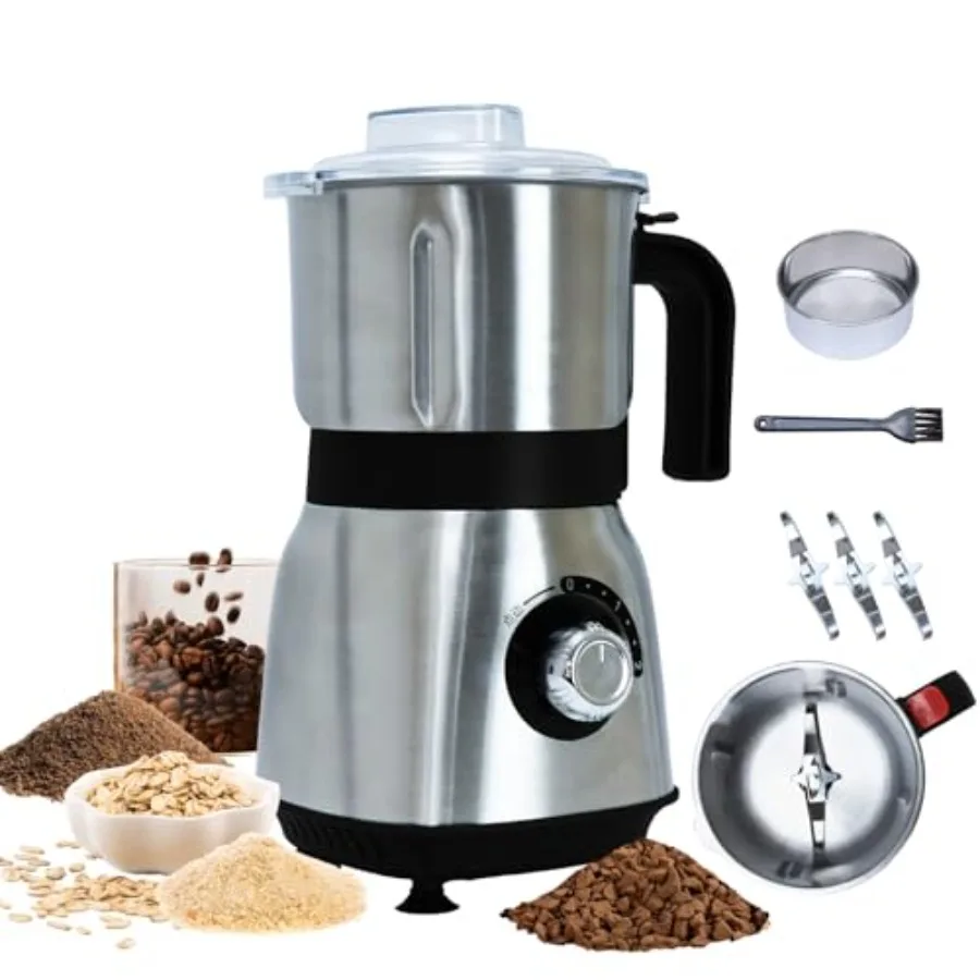 

Electric Kitchen Spice Grinder with 3 Removable Stainless Steel Blades 500W Black Ideal for Grinding Spices Herbs Coffee Beans
