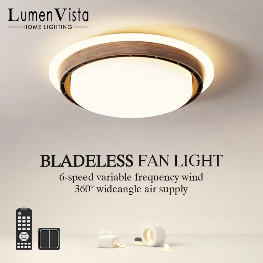 

Modern Ceiling Fan with LED Light Bedroom Children's Room Invisible Bladeless Ceiling Fans Air Circulation Sealing Electric Fan