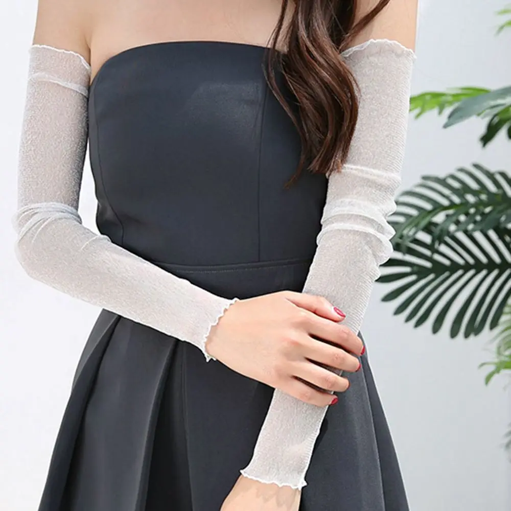 قفازات تدفئة الذراع للحماية من الشمس، قفازات رياضية خارجية للقيادة، قفازات دانتيل لتدفئة الذراع، غطاء شبكي للحماية من الشمس، أكمام من الحرير الجليدي