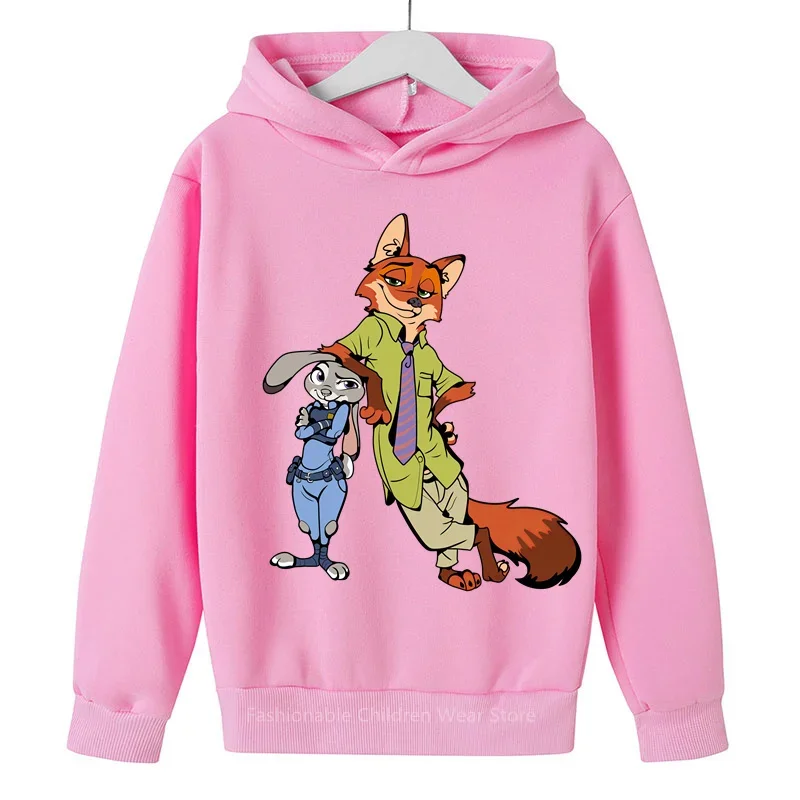 2024 Spring/Autumn Disney Zootopia Hoodie for Kids - Vibrant Cartoon Prints, Casual Korean Fashion Warmth