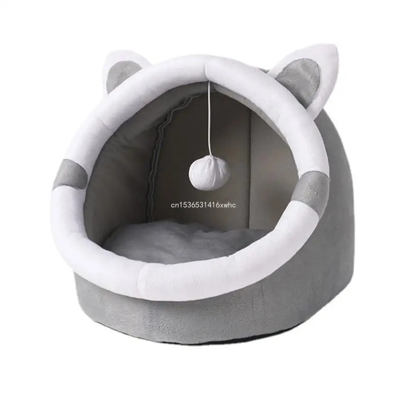 

Dropship Pet Bed Kitten Habitat Cushion House Ear Bed Four Season Nest for Small Cats