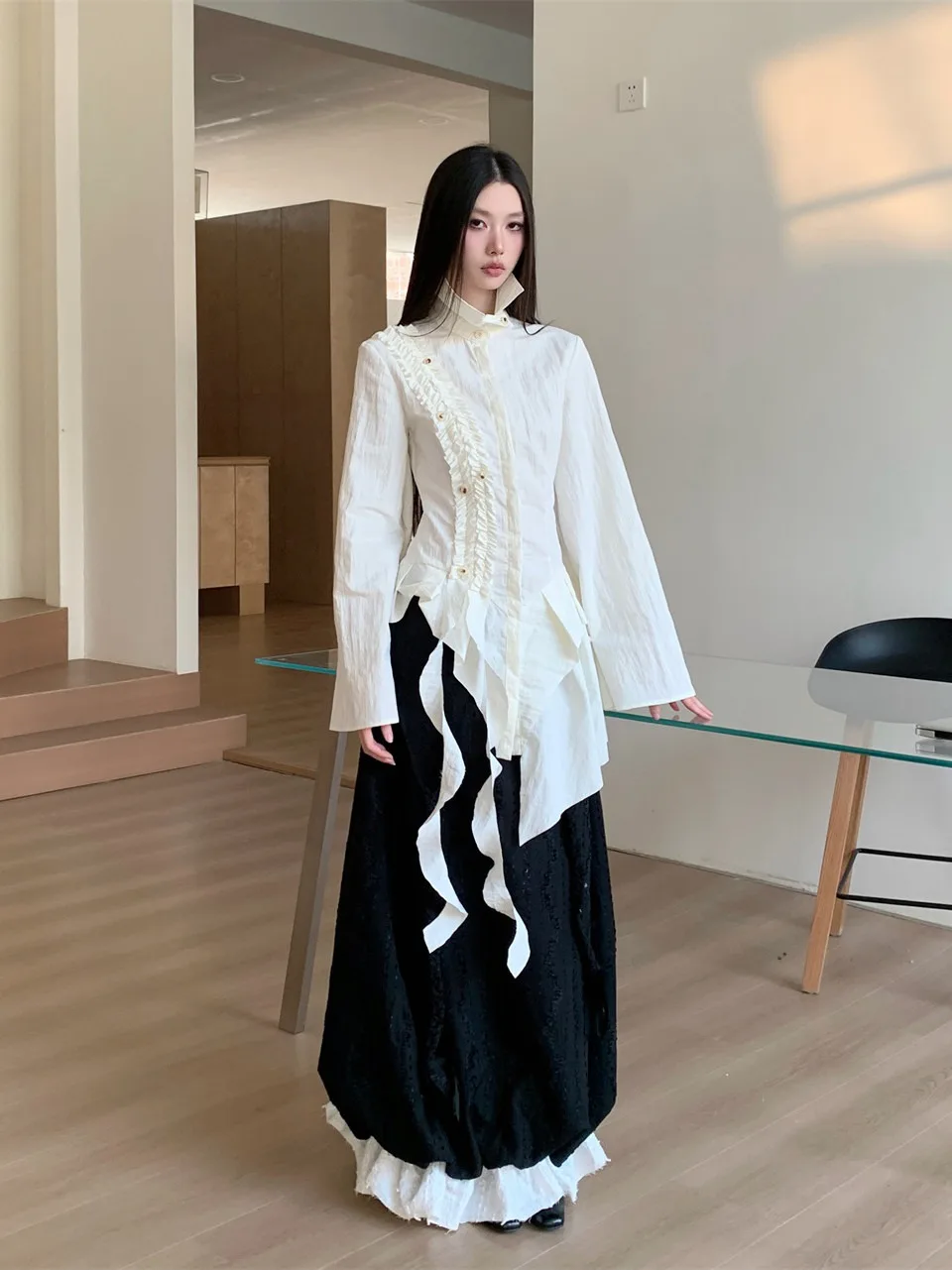 

Autumn Winter Women's Halter Neck Long Skirt Embroidered Floral Pattern Braided Design Traditional Chinese Hanfu Style Dress
