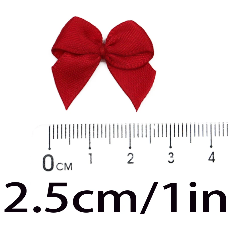 (50 Pcs) Colorful Ribbon Bows 2.5x2.5cm Small Size Polyester Satin Bow Flower Craft DIY Hair Accessories