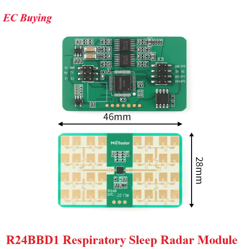 R24BBD1 24GHZ Breathing Sleep Radar Sensor Millimeter Wave Radar Respiratory Sleep Monitoring Biosenston Perception Module