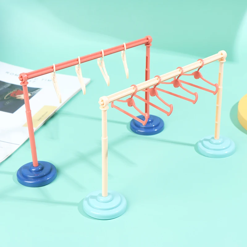 

1Set Dollhouse Clothes Drying Laundry Rack 1/6 1/8 1/12 Dolls Dress Hangers Organizer