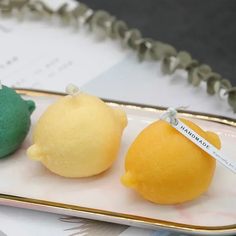 Creative Hand-made Lemon Candle Silicone Mold Simulation Fruit DIY Aromatherapy Candle Baking Mold Wax Mold Fondant Tool