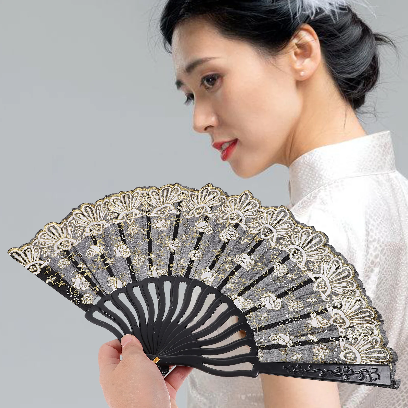 Small Flower Rose Fan Hand Fans For Women Foldable Lace Folding Vintage Dancing Props Handheld