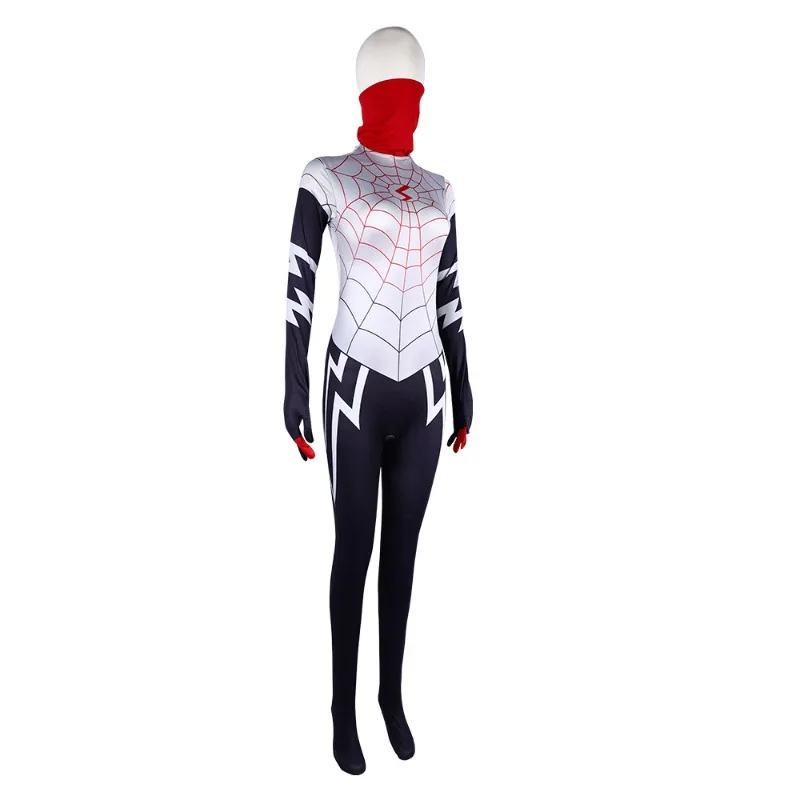 Marvel Comics Silk Cosplay Costume Spiderman Cindy Moon Women Superhero Cos Jumpsuit Halloween Carnival Party Zentai Mask Set