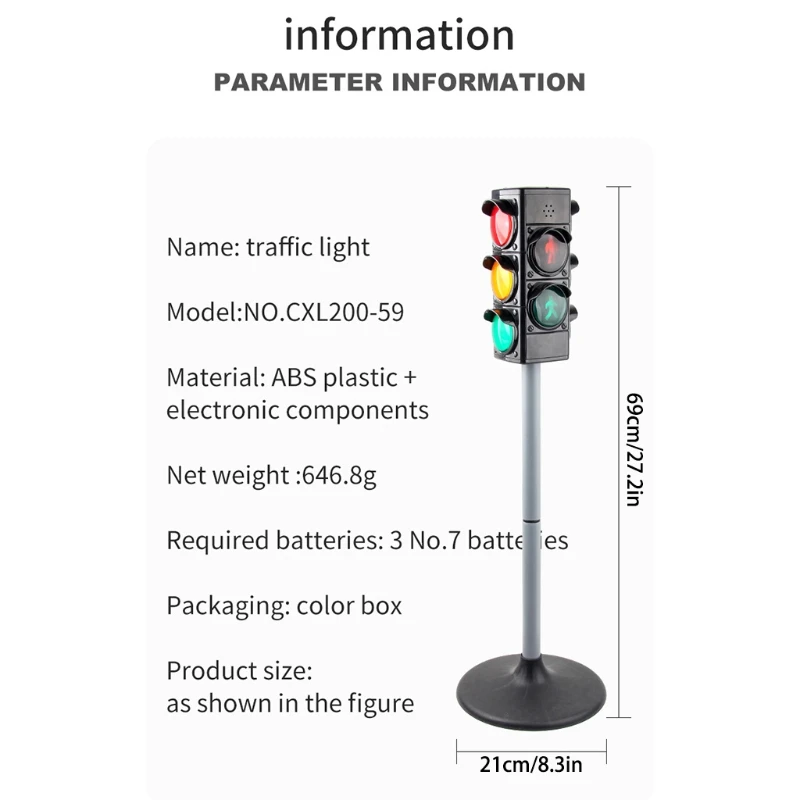 Feux circulation réalistes pour enfants, éducatif, jouets, jeux Table, D5QF