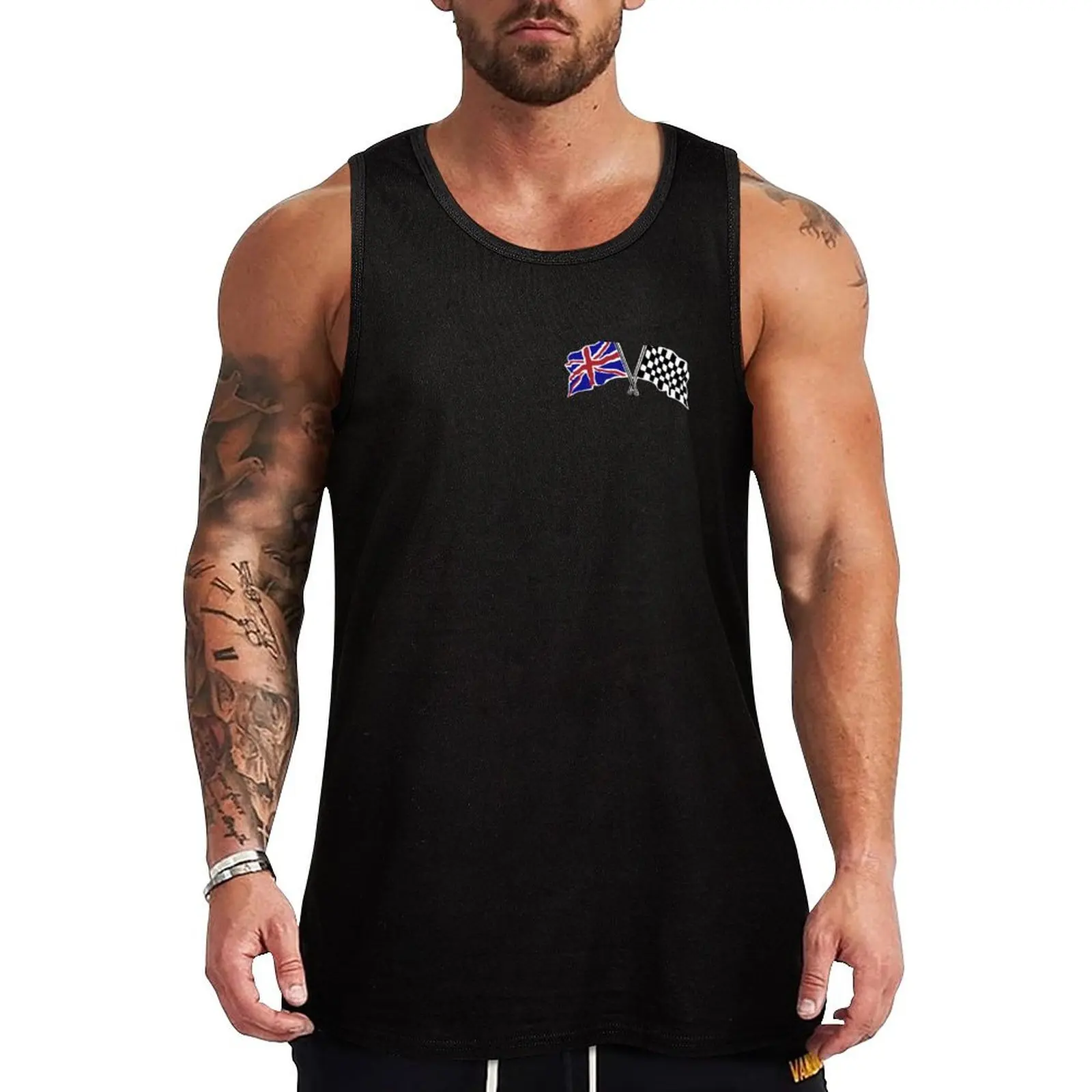 

Crossed flags - Racing and Great Britain Tank Top t-shirt for man sleeveless vest men Gym clothes