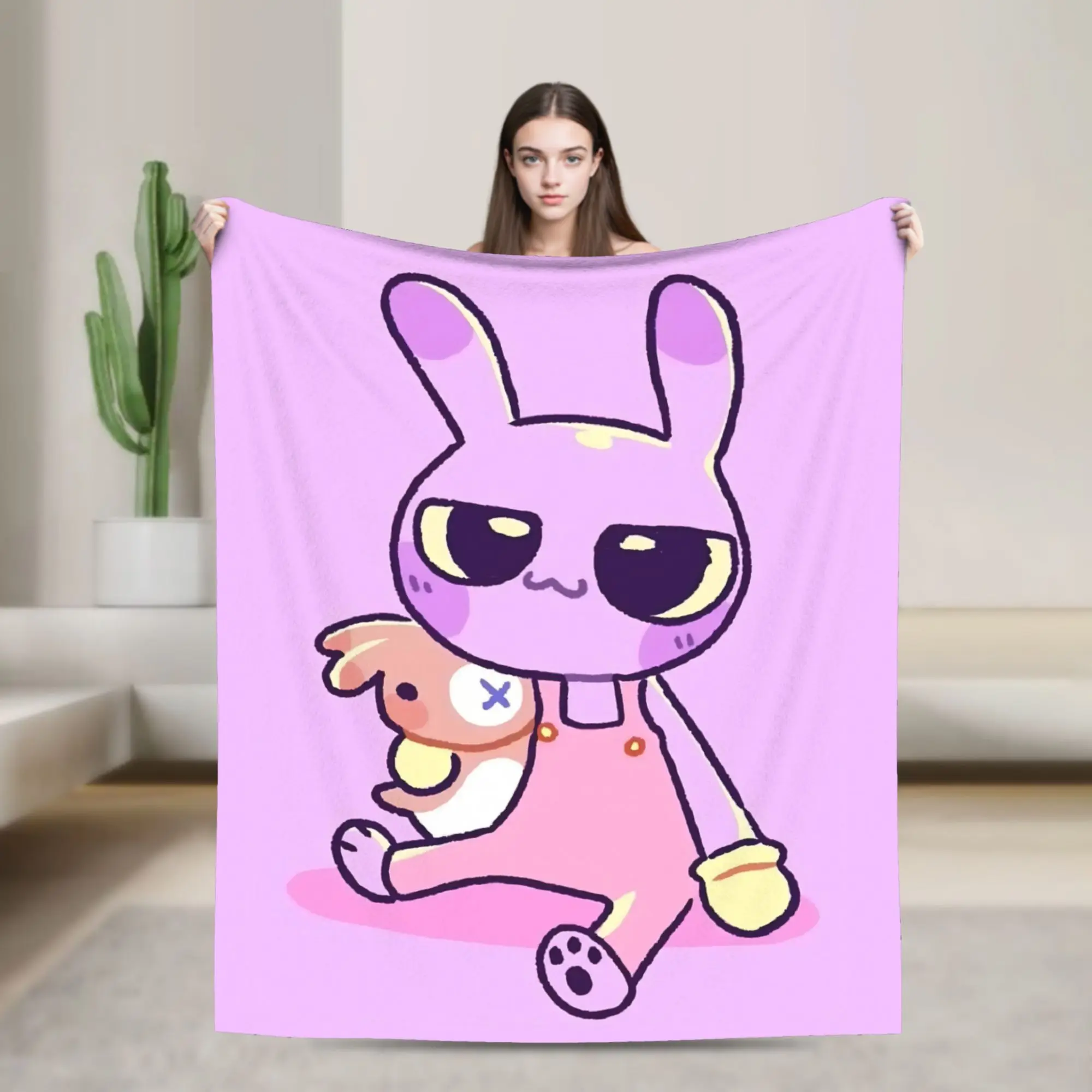 J-Jaxs Cartoon Knitted Blanket Fleece Cute Rabbit Super Soft Throw Blankets for Bedroom Sofa Bed Rug
