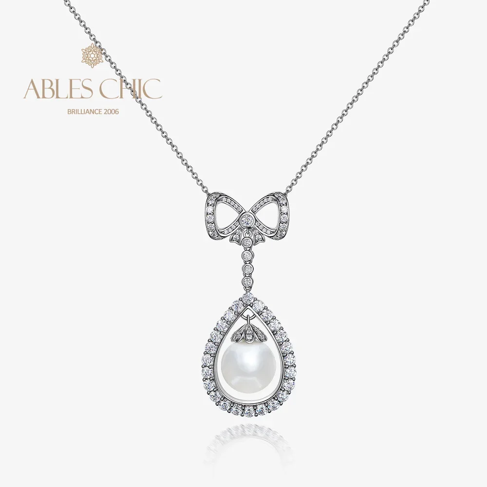 

Ables Chic Genuine 925 Silver Simulated Diamonds Paved Bowtie Pendant Mother of Pearl Minimalist Necklaces S2R1S2P0731