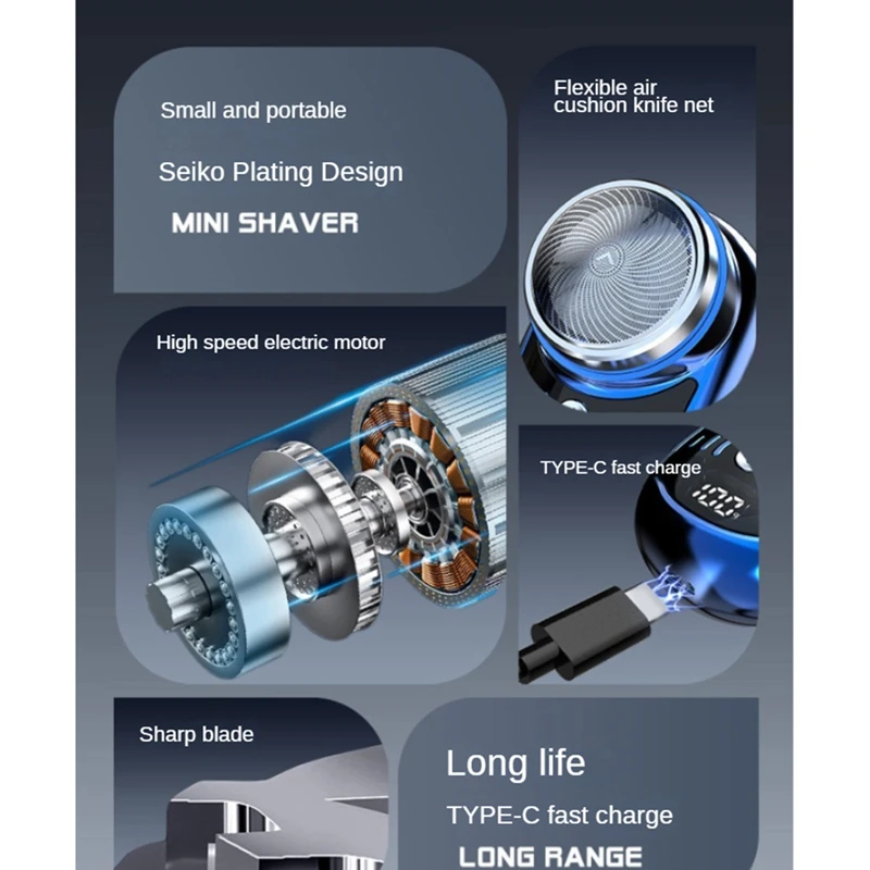 Alat cukur elektrik pria, pemangkas rambut jenggot dapat dilepas portabel perjalanan USB tampilan Digital dapat diisi ulang