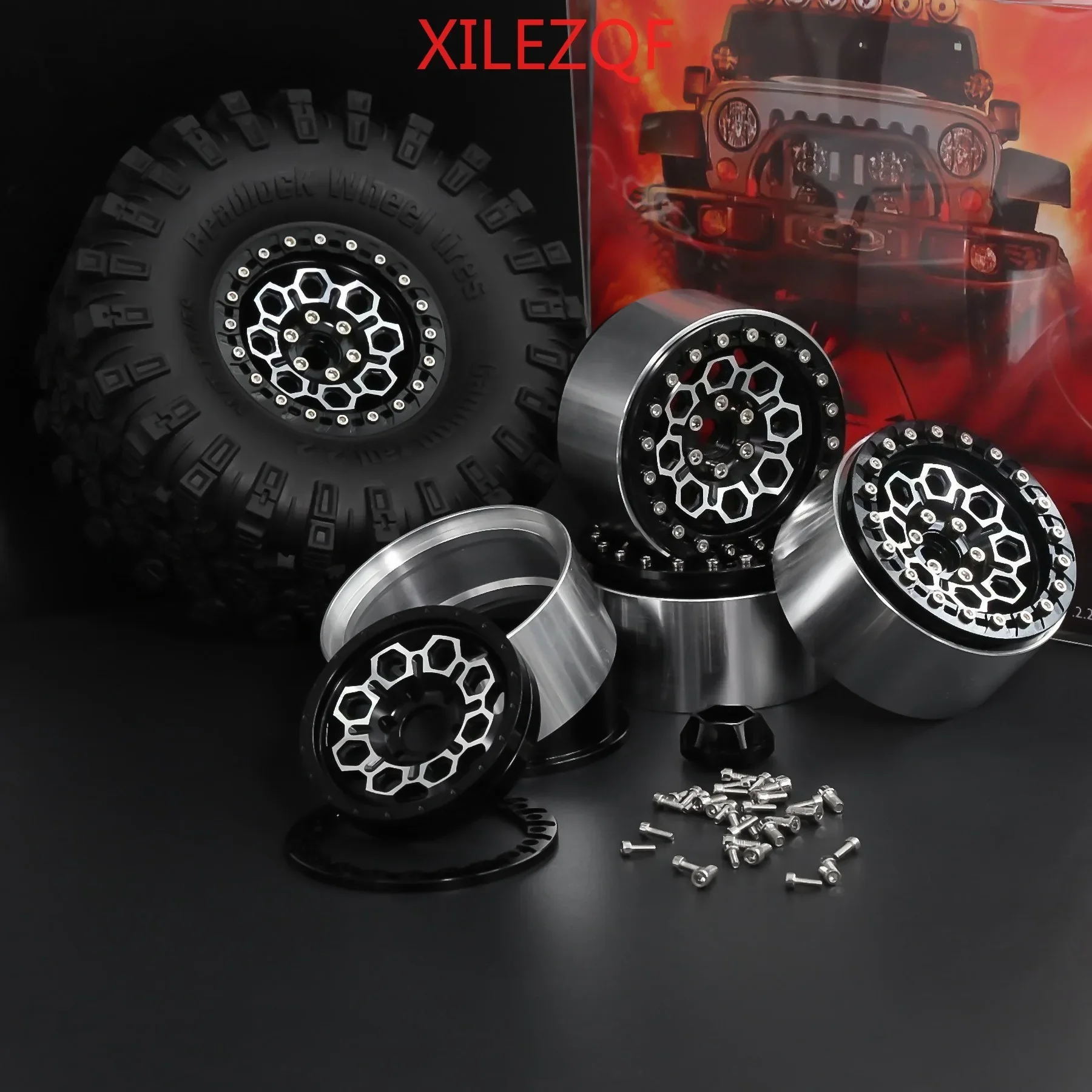 

Комплект из 4 металлических дисков-бэдлоков 2,2 дюйма с шинами для радиоуправляемых краулеров 1/10 Axial SCX10 Pro Wraith Capra RR10 RBX10 Traxxas TRX4