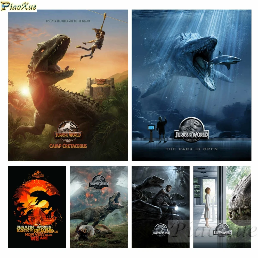 

Diy Film Diamond Painting Jurassic World Mosasaurus Mosaic Drills Dinosaur Poster Rhinestone Cross Stitch Kit Craft Gift for Kid