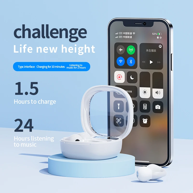 Ai 번역 기능을 갖춘 경량 오픈핏 블루투스 이어폰 스마트 클립온 다기능 번역기 TWS 이어버드