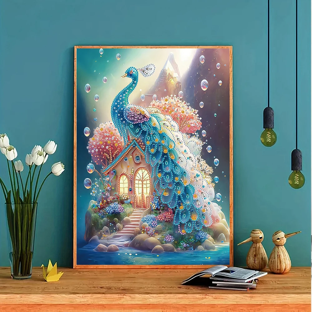 HOMFUN 5D pittura diamante fai da te forma speciale trapano animale sogno pavone cristallo ricamo strass decorazione della parete di casa regalo