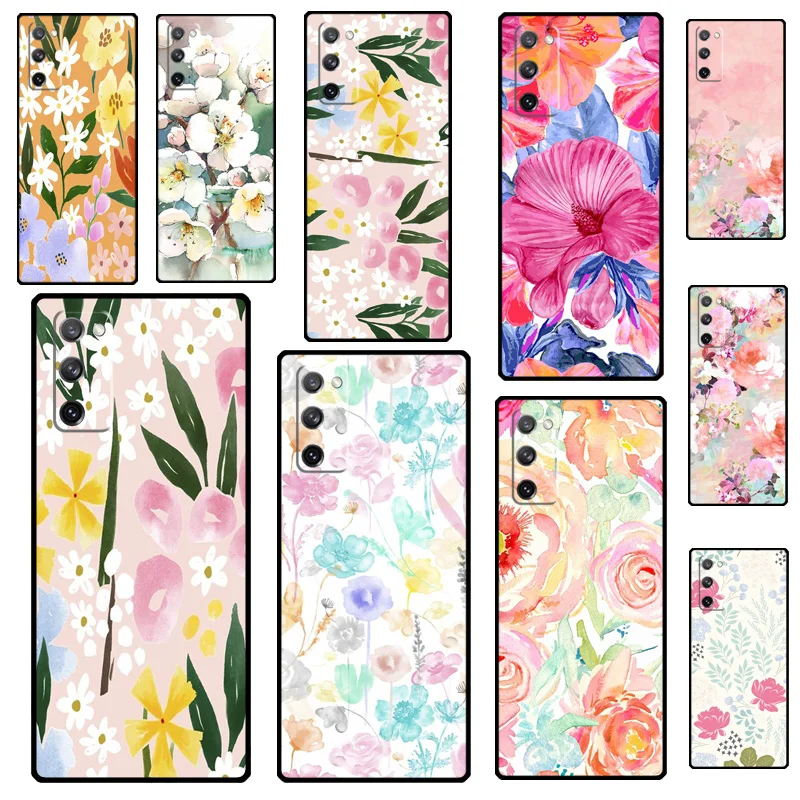 Romantic Watercolor Chic Floral Case For Samsung Galaxy S26 Ultra S25 S24 S23 S21 S22 Ultra Plus S10 S20 FE S25 FE Back Cover