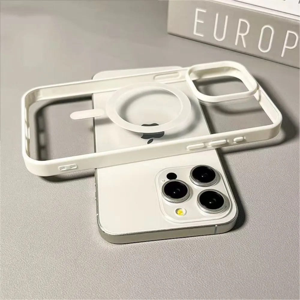 

Роскошный магнитный чехол для беспроводной зарядки Magsafe для iPhone 17, 16, 15, 14, 13, 11, 12 Pro Max 15 Plus, противоударный чехол из Air Hard PC