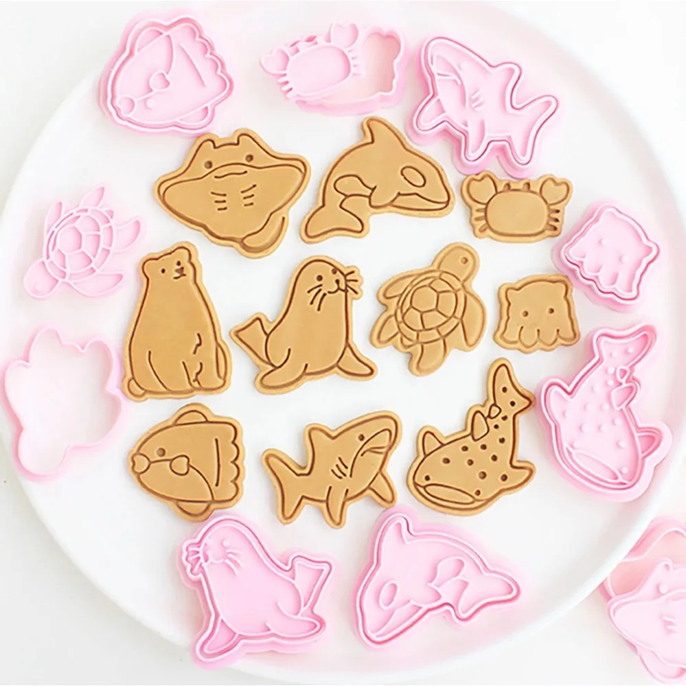 Cute Cookie Mold Stamp Marine Animals Cookie Cutters Biscuit Mold Kitchen Baking Pastry Bakeware DIY Tools