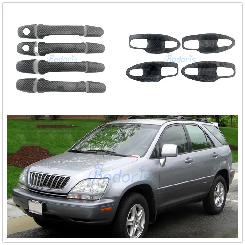 

Carbon Fiber Color Door Handle Cover Grab Bowl Insert Trim Decor Sticker 1998 1999 2000 2001 2002 2003 For Lexus XU110 RX300