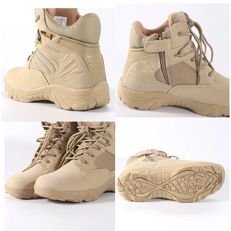 Tactical Mens Boots Special Force Leather Waterproof Desert Combat Ankle Boot Work Shoes Plus Size Hiking Shoes