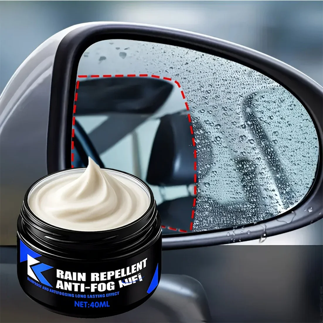 40g Nano Glass Rain Repellent Cream, Anti-Rain & Anti-Fog for Car Glass, Helmet, Windshield & Interior Glass, Clear Vision