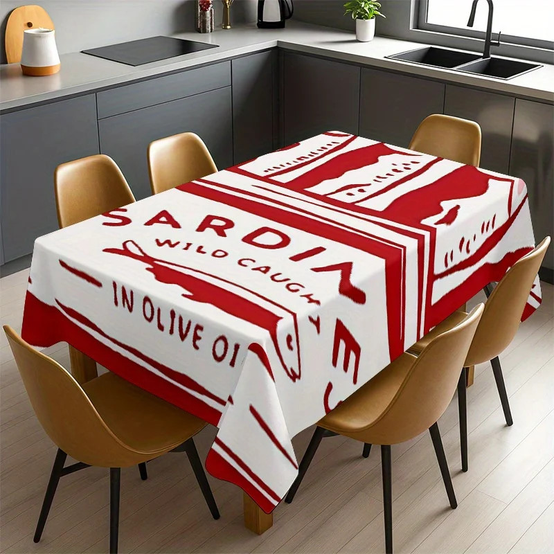 1pc Soft, Stylish, and Beautiful Sardine Can Pattern Tablecloth, Machine Washable and Easy to Clean, for Dining Table / Coffee T