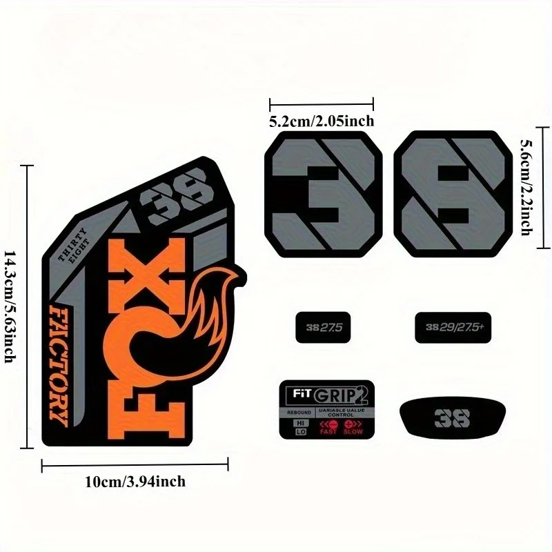 1 Set F38 Mountain Bike Front Fork Stickers 2Pcs Cross Tie Stickers + 6Pcs Small Decals Kit image 2