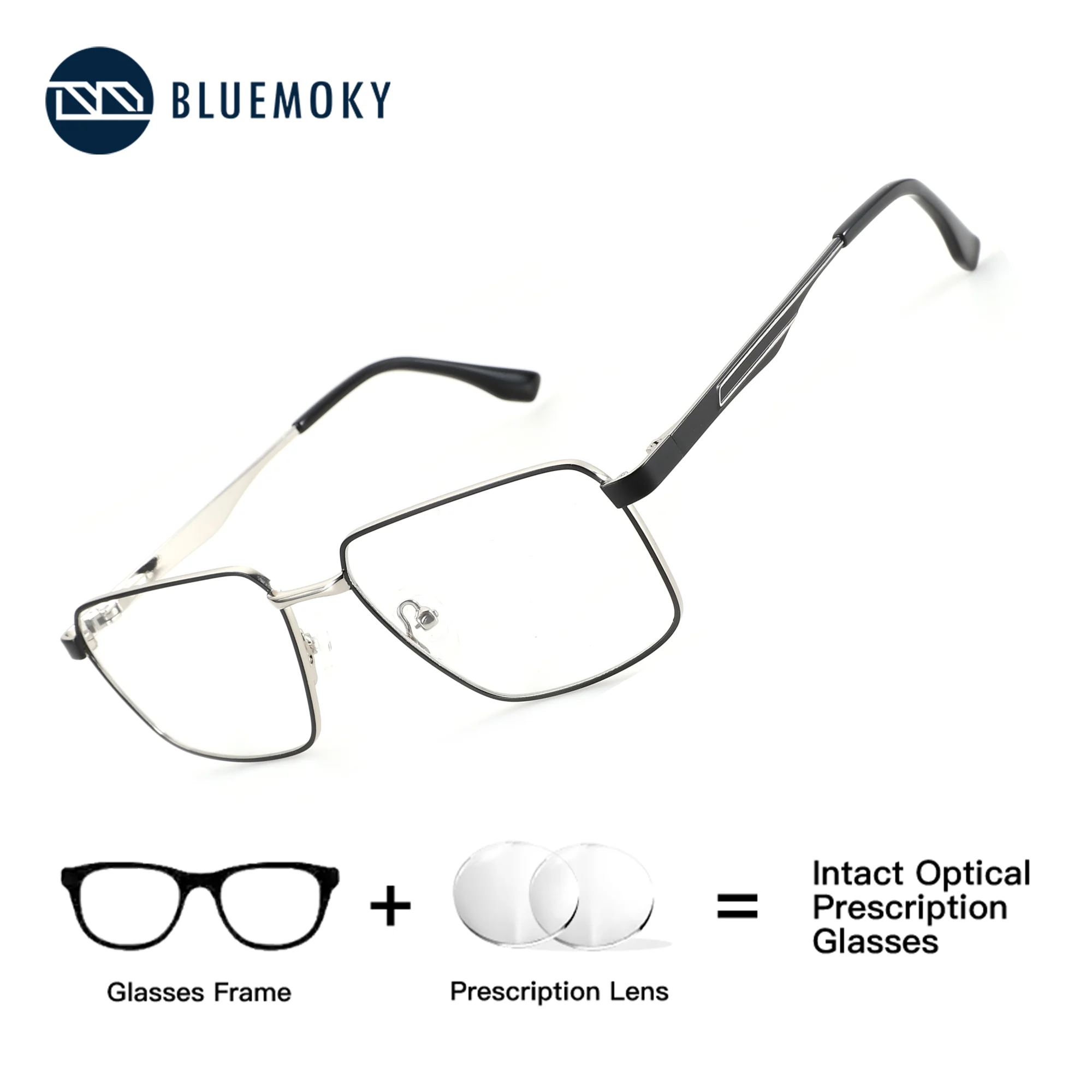 

BLUEMOKY High-Quality Metal Prescription Glasses Men Rectangle Photochromic Anti Blue Light Optical Lenses Recipe Myopia Eyewear