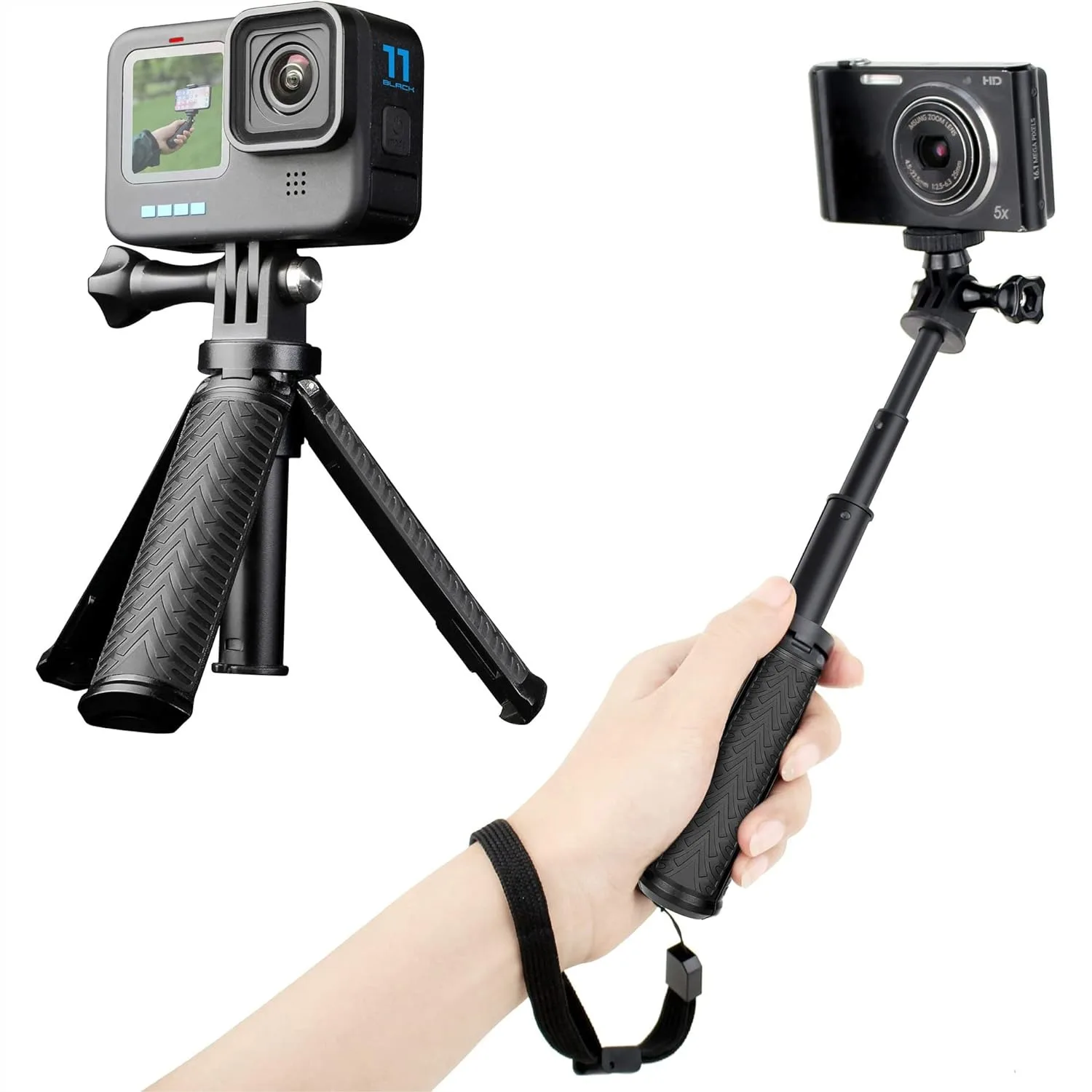 Mini Selfie Stick Tripod for GoPro Hero 13 12 11 10 9 8, Portable Handle Grip Action Camera, Extension Pole for Travel