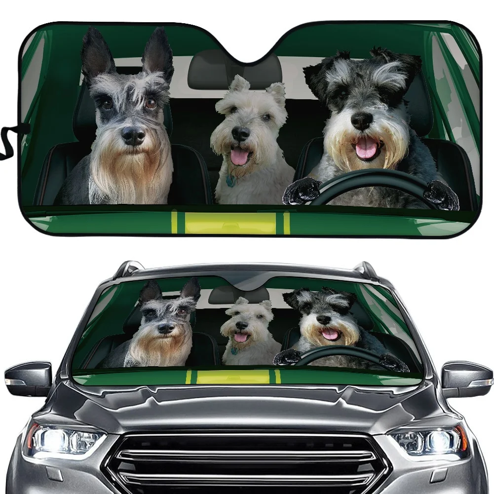 Auto Interior Funny Dog Design Car Visor High Quality Schnauzer Dog Driving 3D Summer UV Protection Front Windshield Sun Shade