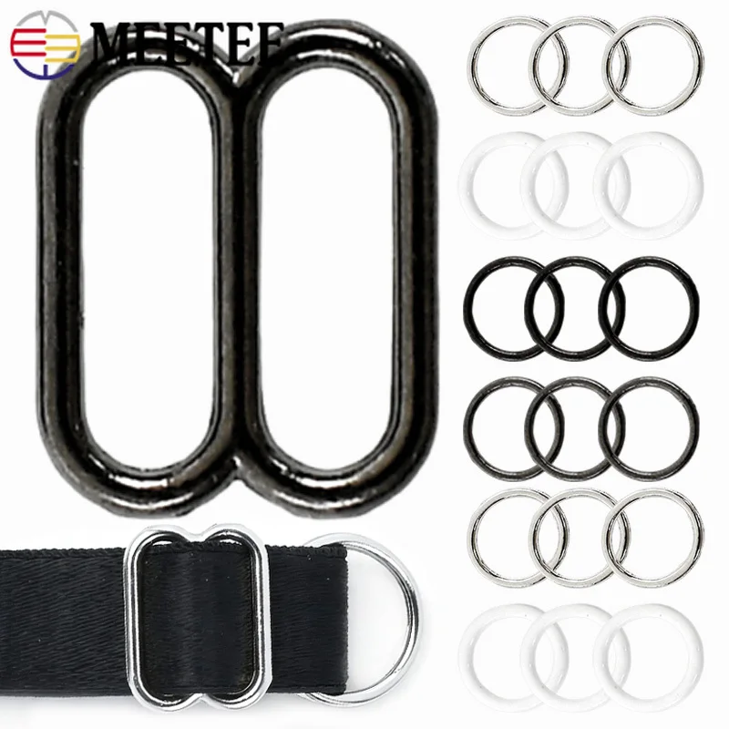 

100Sets 6-20mm Metal Buckles O Ring Underwear Tri-Glide Slider Clasp Bikini Bra Shoulder Strap Buckle DIY Hardware Accessories