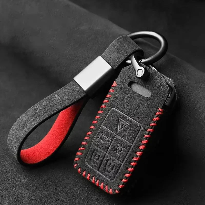 Top Suede Leather Car Remote Key Case Cover Protector Bag For Volvo XC60 S90 S60 XC40 XC90 Auto Keychain Keyring Accessories